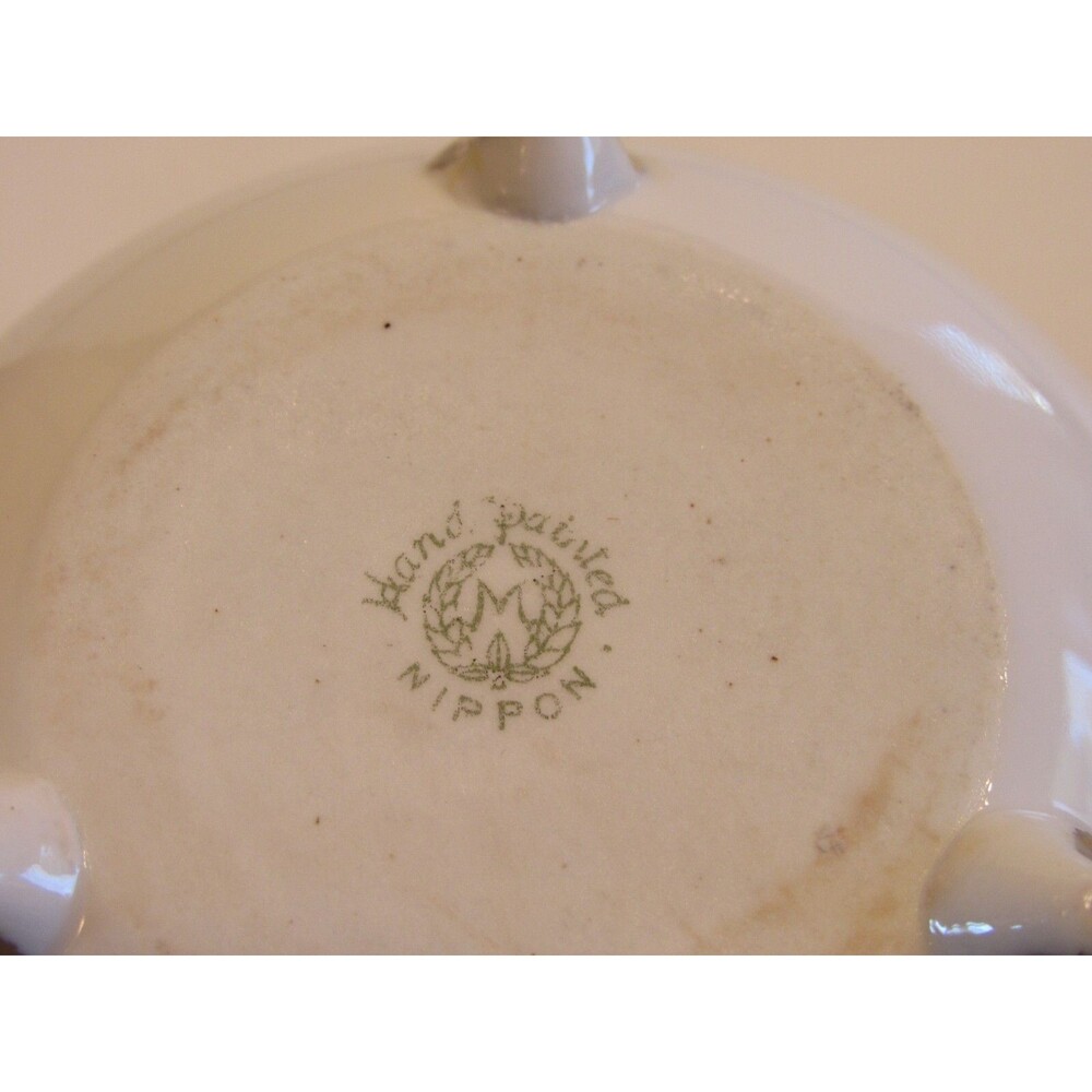 Antique Nippon Hand Painted 3 Footed Small Trinket/Dressing/Ginger Jar Gold Trim - Picture 12 of 12